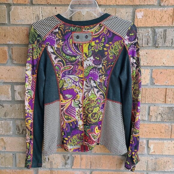 Mirror Image Women's Full Zip Top Blouse Long Sleeves Colorblock Size M - Picture 9 of 11